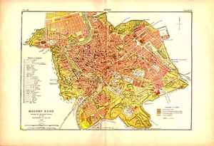 "MODERN ROME" ITALY, SCHEME FOR ENLARGEMENT Antique original map 1886 - Picture 1 of 1