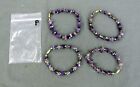 Set Of 4 Handmade Natural Gemstone Chip Quarts / Purple Amethyst Bracelets Lot-P