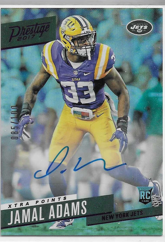 JAMAL ADAMS 2017 PANINI PRESTIGE PURPLE AUTO RC SP /100 JETS - Image 1 of 1