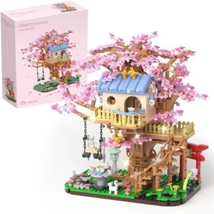 Mini Sakura Tree House Cherry Blossom Micro Building Blocks Kit - Unique Gift - Picture 1 of 7