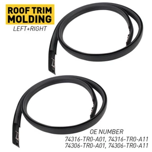 Set of 2 Black Roof Top Trim Molding Rubber For 2012 2013 2014 2015 Honda Civic - Picture 1 of 16