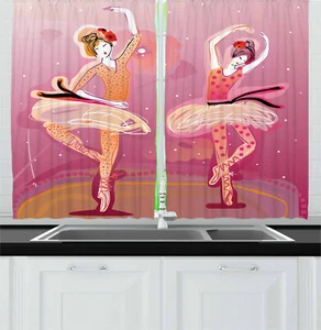 Diva Kitchen Curtains 2 Panel Set Window Drapes 55" X 39" Ambesonne - Picture 1 of 19