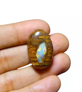 37 Cts Australian Boulder Opal Smooth Cabochon Gemstone Making Jewelry 30X19X9MM - Picture 1 of 7