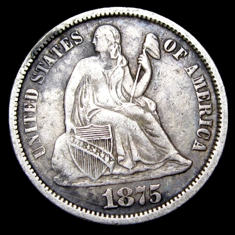 1875-CC Seated Liberty Dime Silver ---- Nice Type Coin ---- #OO693 Cover