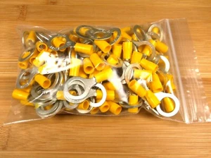 20 terminales de extremo de anillo amarillo grande de 1/2" de alta resistencia para alambre de 12-10 ga. - Imagen 1 de 2