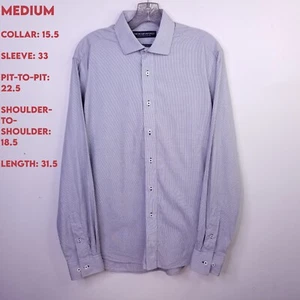 Camisa Nick Graham Hombres Mediana 15.5x33 Blanca Negra Tattersall Fácil Cuidado Calce Moderno - Imagen 1 de 15