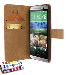 ETUI A RABAT HTC ONE M8 FOLIO ROSE ECO-CUIR (PU) - Photo 1 sur 3
