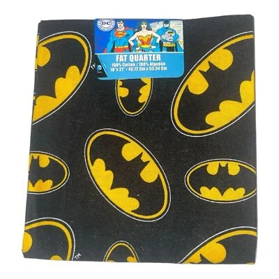 Batman Logo Fat Quarter DC Comics 18" X 21" Pre Cut Quilt Fabric Cloth Sewing - Image 1 of 4