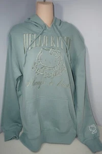 Sanrio Hello Kitty Hoodie Sweatshirt Sage Green Embroidered Mens M Medium 38-40 - Picture 1 of 7