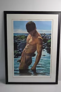 Impresión artística masculina desnuda vintage de interés gay enmarcada firmada "Soledad" homoerótica - Imagen 1 de 18