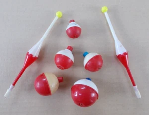 Lote de 7 bobberes de pesca tamaños: 6-1/2" de largo, 1-3/4", 1-1/2", 1-1/4", 1" de diámetro - Imagen 1 de 2