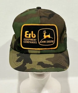 Sombrero de camionero John Deere de colección parche trasero a presión equipo de erb camuflaje productos K EE. UU. - Imagen 1 de 10