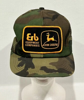 Sombrero de camionero John Deere de colección parche trasero a presión equipo de erb camuflaje productos K EE. UU. Foto 1 de 4