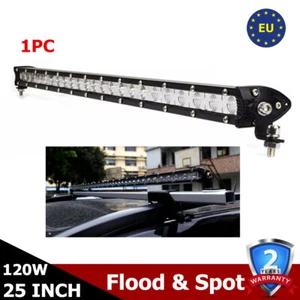 25" Single Row LED Light Bar 120W Combo Slim Lamp Truck OffRoad Pickup ATV BOAT - Foto 1 di 12