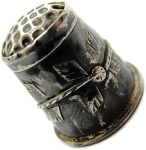 Antiguo dedal de plata de ley 925 ornamentado pátina oscura pesada vintage 1,73 g - Imagen 1 de 14