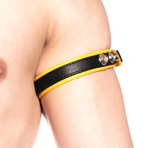 PROWLER GELB LEDER BIZEPSBAND SCHNAPPVERSCHLUSS ARMBAND HOMOSEXUELL GERADE SEXSPIELZEUG - Bild 1 von 4