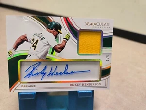 2023 Immaculate Game worn patch Auto 1/5 Rickey Henderson - Picture 1 of 2