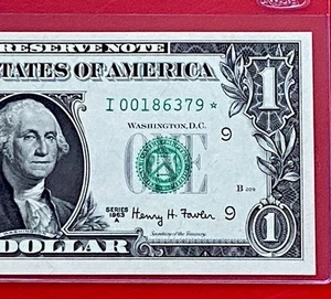 1963-A STAR NOTE $1 DOLLAR BILL ( MINNEAPOLIS I ) UNCIRCULATED - Picture 1 of 3