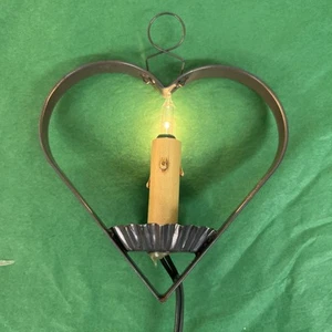 Christmas Tree Ornament Metal Heart Candle Primitive Replica Moravian - Picture 1 of 5