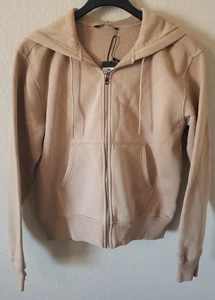 Neu mit Etikett Unisex Foot Locker LCKR Phader hellbrauner Hoodie aus Fleece mit durchgehendem Reißverschluss _ klein _ gerippter Besatz - Bild 1 von 17