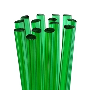 30 pieces Bohemian Dark Green Vaseline Uranium Glass Rods - Picture 1 of 4