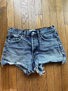 Pantaloncini Agolde Parker in denim di cotone con taglio bottoni invecchiati taglia 27 - Foto 1 di 8