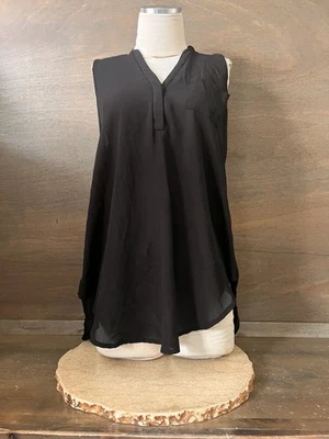 Blusa exuberante sin mangas talla M NEGRA transparente cuello en V camiseta sin mangas ligera alta baja Foto 1 de 4