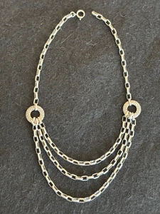 VINTAGE 20S ERA GEN ART DECO ETCHED STERL 925 MULTI STRANG CHAIN NECKLACE *29.9 gm* - Bild 1 von 6