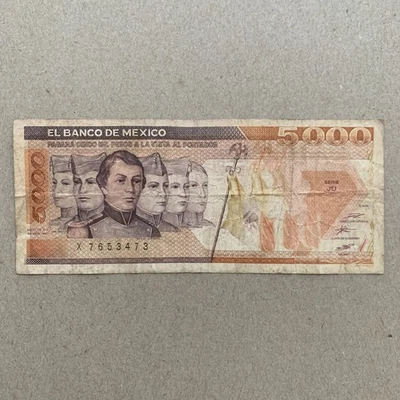 1987 Mexico Paper Money 5000 Pesos Cadets Heroes Mexican Currency Banknote - Image 1 of 4