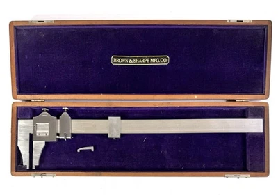 Brown & Sharpe 13" Vernier Caliper Inside/Outside  #570 w/ Wood Case USA - Image 1 of 4