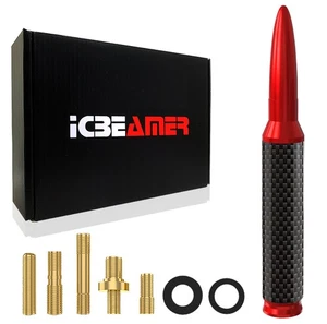 ICBEAMER 5.5" Red Bullet Antenna with Carbon Fiber for Pickup Trucks - Picture 1 of 8