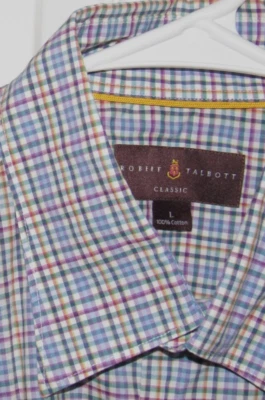 Camisa masculina ROBERT TALBOTT grande com botões ajuste clássico xadrez colorido - Imagem 1 de 4