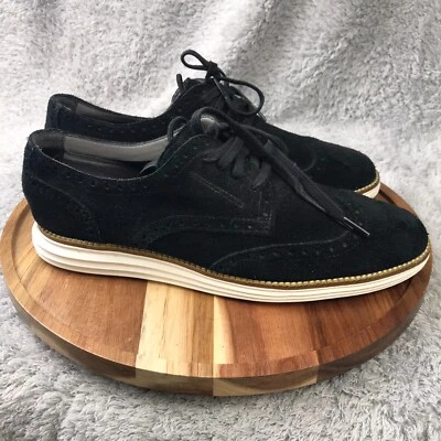 Cole Haan Original Grand Wingtip Oxford Mens 8.5M Black Suede Derby Dress Shoes - Image 1 of 4