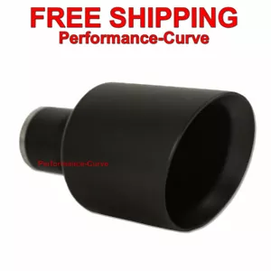 Black SS Exhaust Tip Double Wall 2.5" Inlet - 5" Outlet - 9" Long - Picture 1 of 2