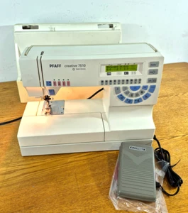 Pfaff 7510 Creative Sewing Machine w/accesories, pedal, case. Working. Tested - Picture 1 of 12