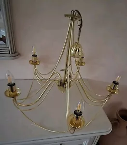 KRONLEUCHTER Lüster💡retro Vintage Landhaus Deckenleuchte 5 flammig gold MESSING - Bild 1 von 4