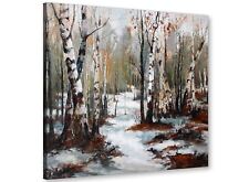 Woodland Winter Trees Forest Scene Landscape Canvas Modern 49cm Square - 1s295s