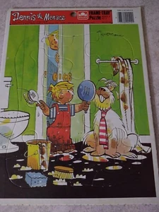 Vintage Dennis The Menace Frame Tray Puzzle Golden 1987 Wash the Dog 12 Piece  - Picture 1 of 3