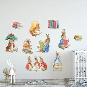 Peter Rabbit Wall Sticker - Peter Rabbit and Friends Reading Books Set Decal Wal - Picture 1 of 7