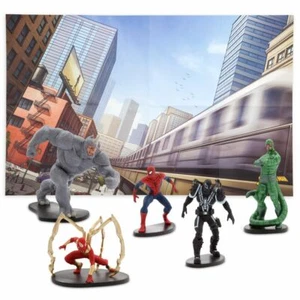 SPIDERMAN PLAYSET w/ Play Mat Iron-Spider Venom Scorpion Rhino Disney Store - Picture 1 of 5