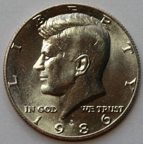 1986 P Kennedy Half Dollar - BU Cover
