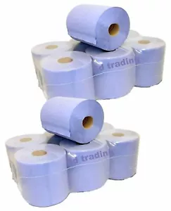 12 Blue Centrefeed 2 Ply 150M Plain Paper Kitchen Roll - Picture 1 of 1