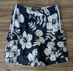 VTG Abercrombie & Fitch Men's Navy White Floral Cargo Swim Trunks - 34 (36) - Picture 1 of 13