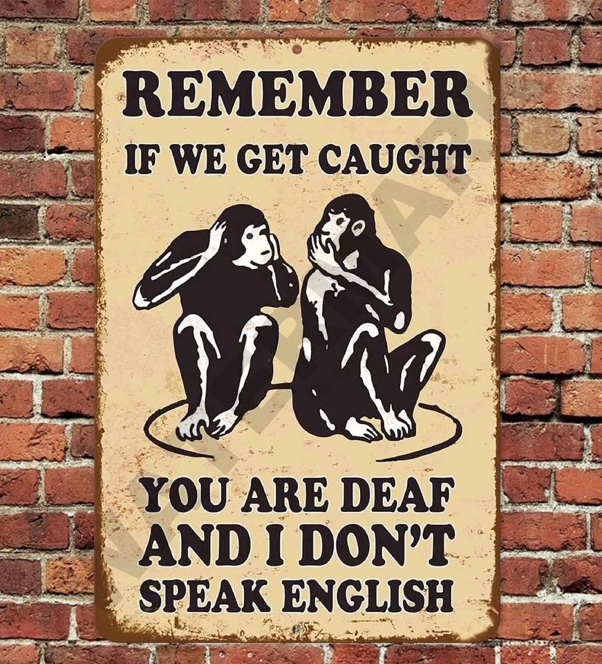Remember If We Get Caught Deaf English Metal Aluminum Sign 8"x12" Funny Rustic - Image 1 of 1