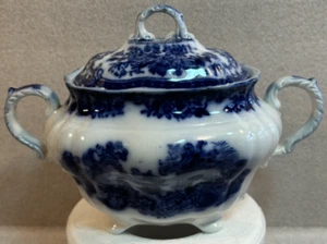 Fairy Villas Flow Blue Soup Tureen W. Adams Co. Inglaterra c.1900 Leer descripción - Imagen 1 de 16