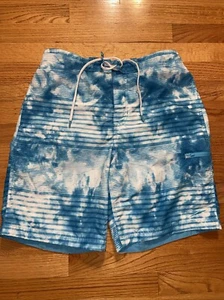 Speedo Mens Medium Swim Trunks Board Shorts Blue Floral Hawaiian Tropical - Picture 1 of 9