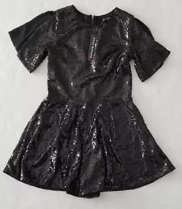 Pagliaccetto Miss Behave bambina taglia 14 paillettes nero svolazzante maniche corte Olivia nuovo - Foto 1 di 6