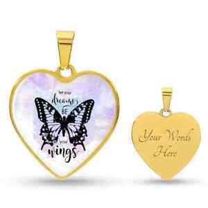 Let Your Dreams Be Your Wings Motivational Necklace Pendant Inspirational 