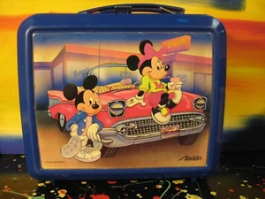 50s-Retro Mickey & Minnie 1957 Chevy 80s Aladdin Lunchbox with Thermos "Heather" - Picture 1 of 9