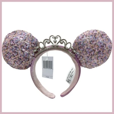 Disney Purple Sequin Tiara Crown Minnie Mouse Ears Princess Headband DisneyPark - Image 1 of 4